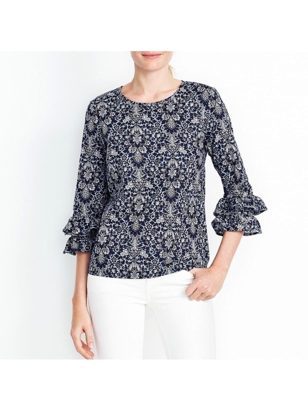 J. Crew Double Ruffle Sleeve Top